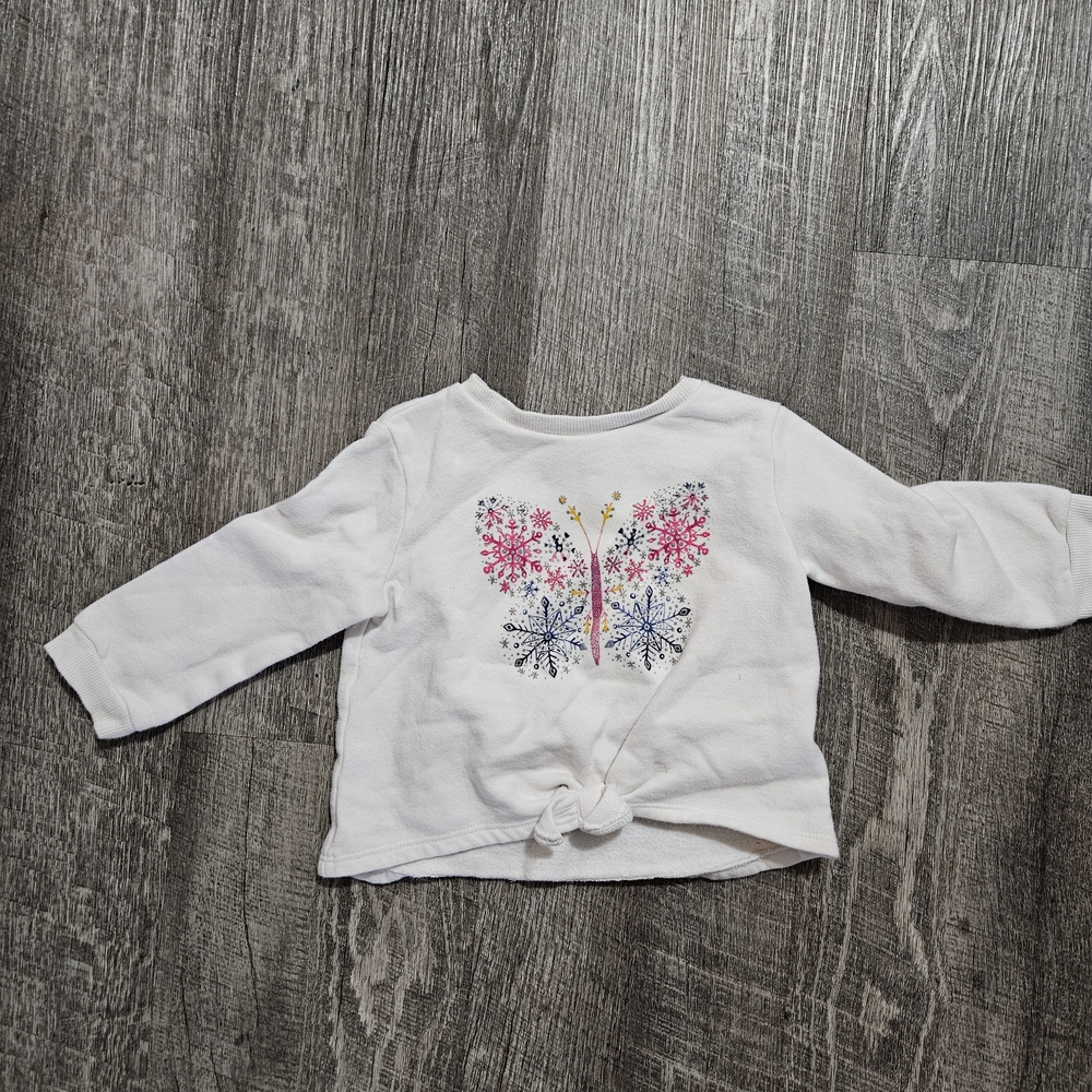 Carter's White Long Sleeve Sweater with Pink and Blue Butterfly
